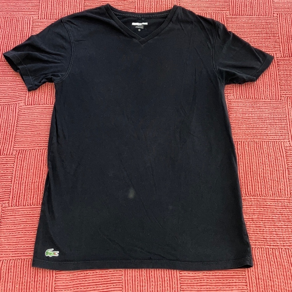 Lacoste men’s medium Black V-Neck undershirt with crocodile Logo
